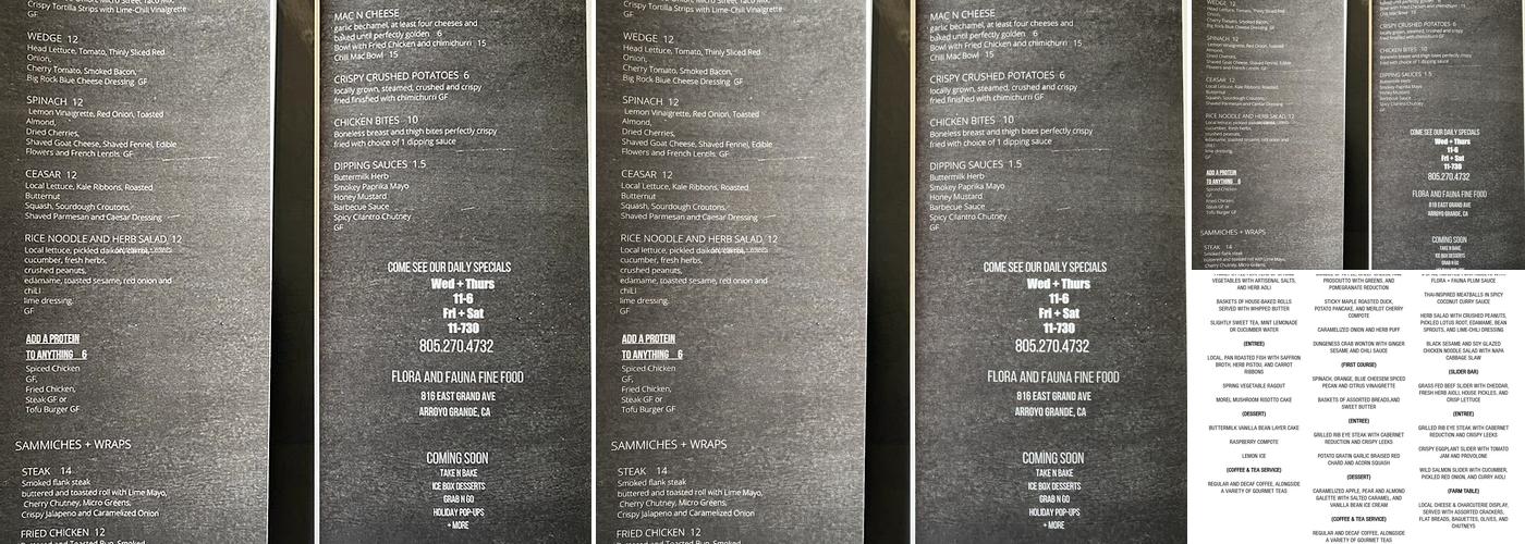 Flora And Fauna Catering | Fine Food Menu