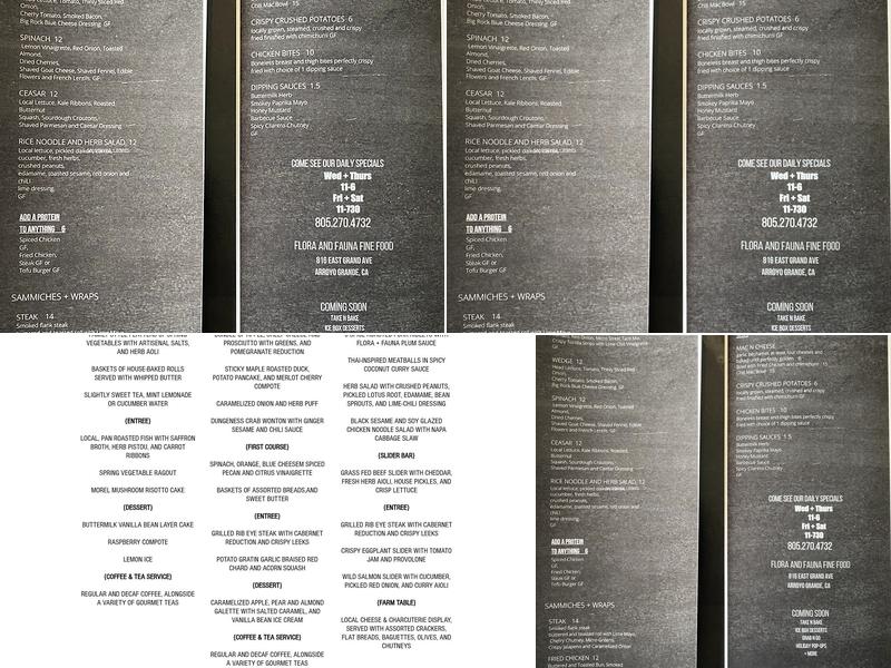 Flora And Fauna Catering | Fine Food Menu