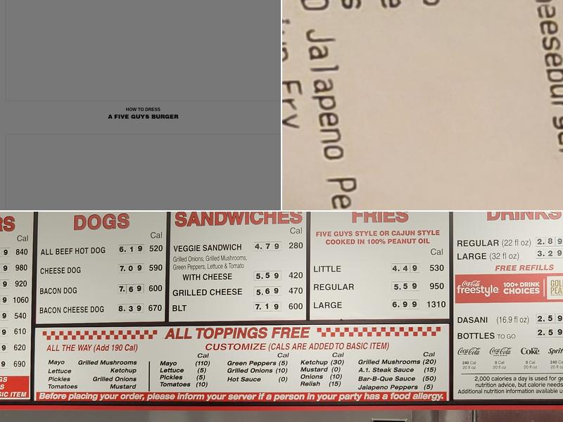 Five Guys Menu