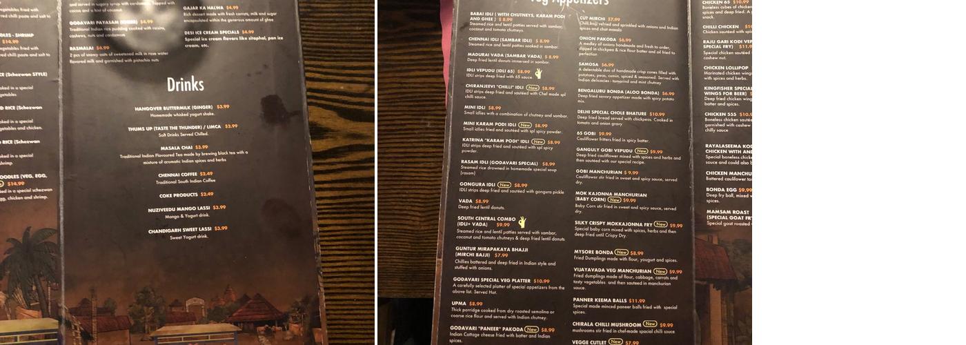 Vindu Indian Restaurant Menu