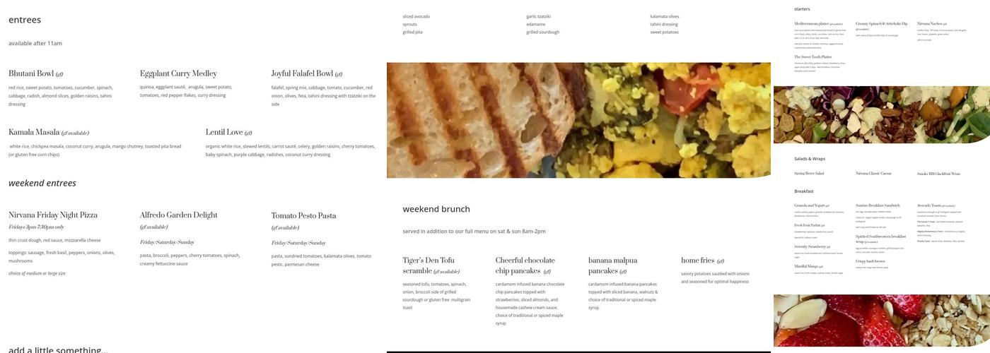 Nirvana Tea House & Cafe Menu