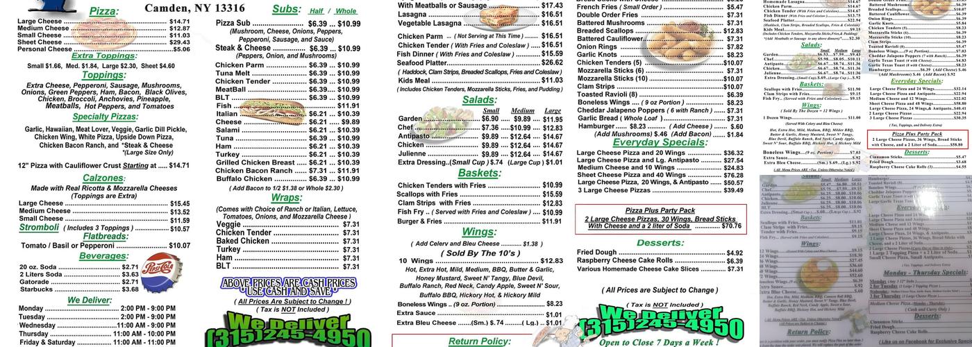 Pizza Plus Menu