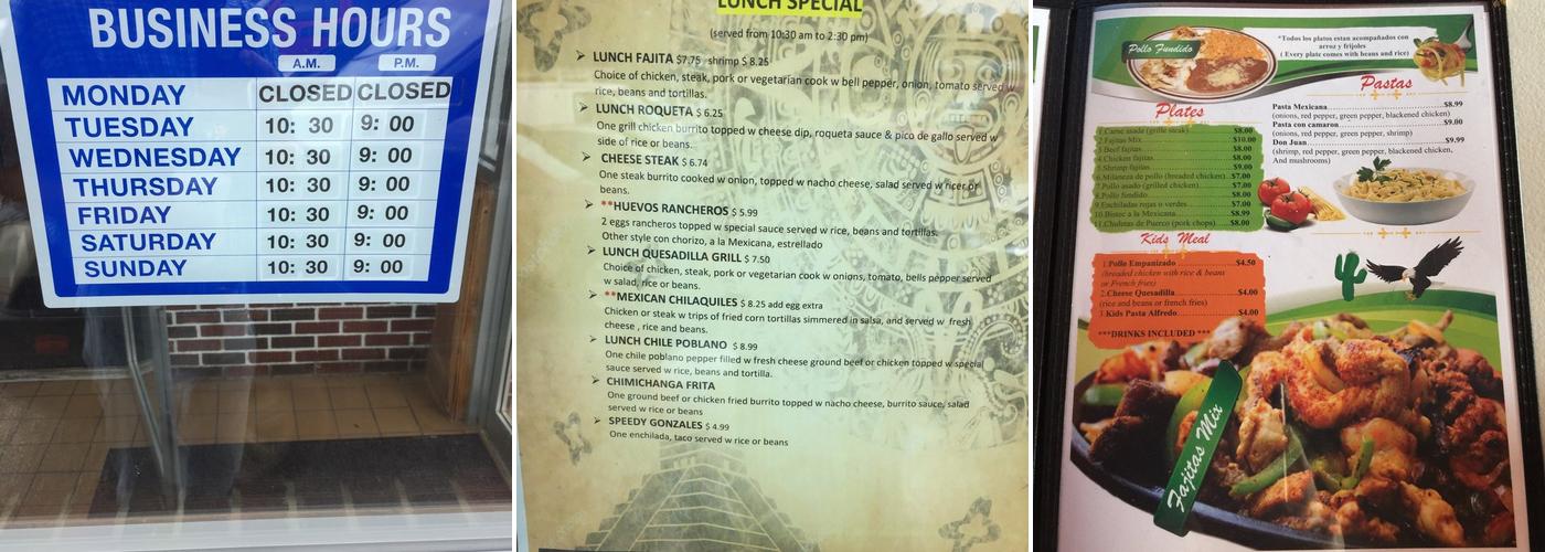 Taqueria simón LLC Menu