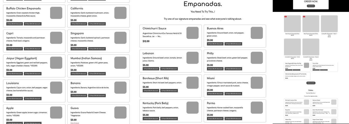 The Empanada's Box Menu