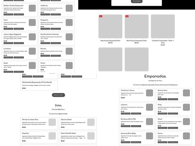 The Empanada's Box Menu