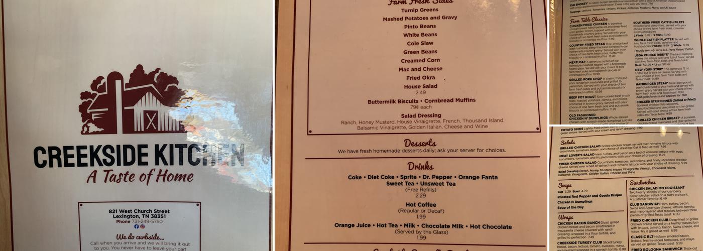 Creekside Kitchen Menu