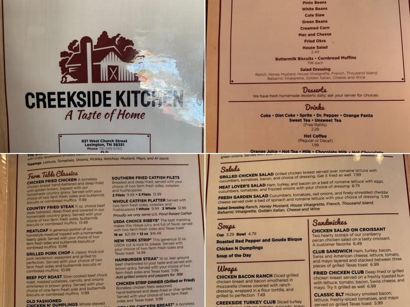 Creekside Kitchen Menu