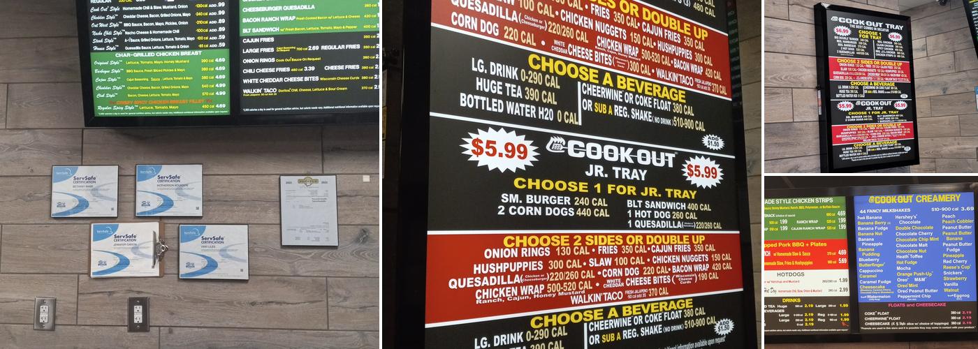 Cook Out Menu