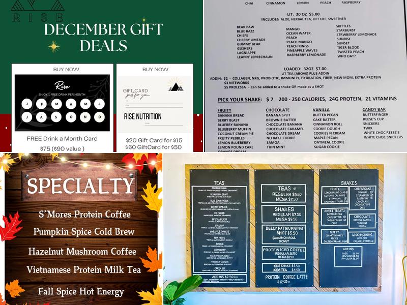 Rise Nutrition Menu