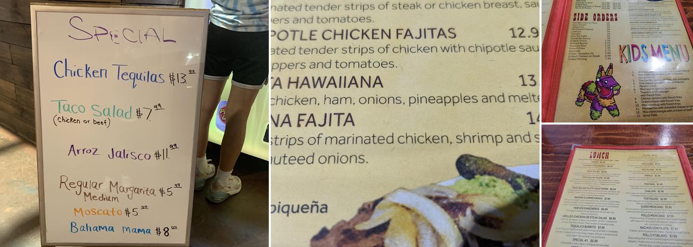 Tequila's Mexican Grill Menu
