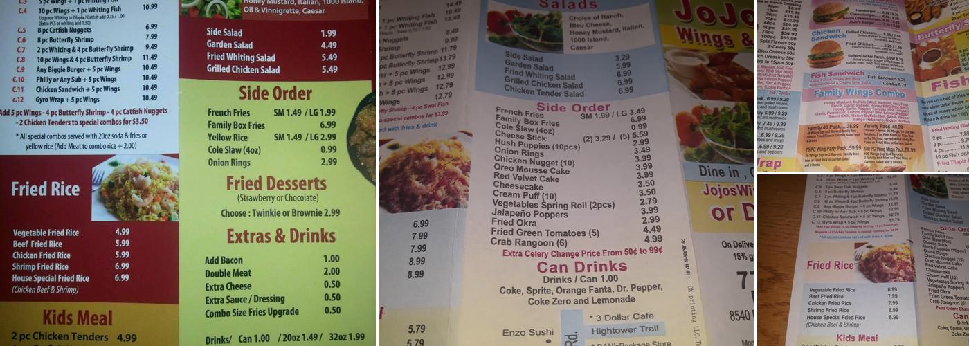 JoJo's Wings & Grill Menu