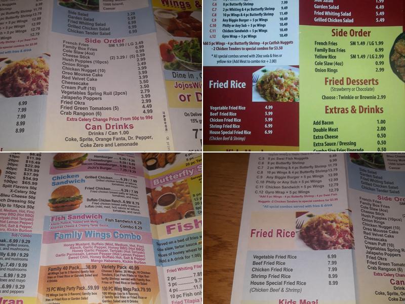 JoJo's Wings & Grill Menu