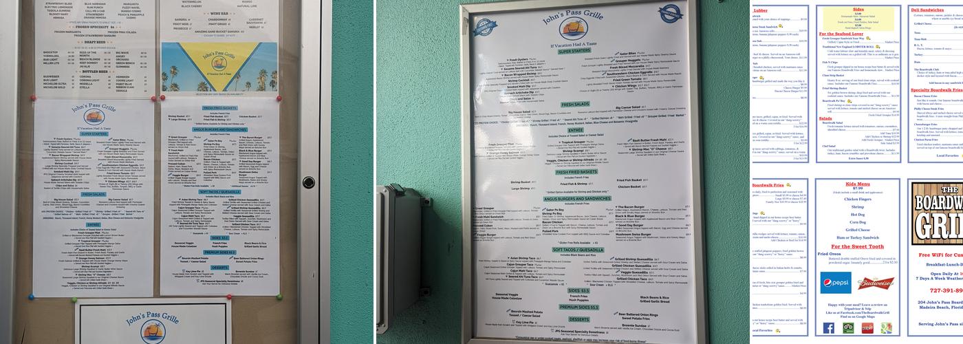 John's Pass Grille Menu