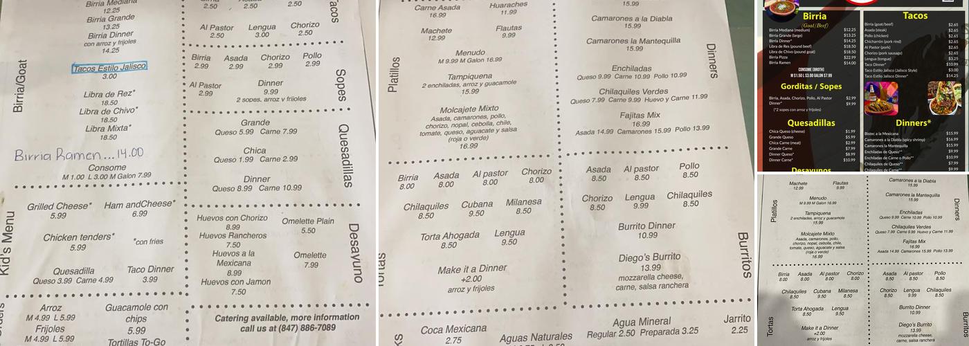 Birrieria Jalisco 2 Menu