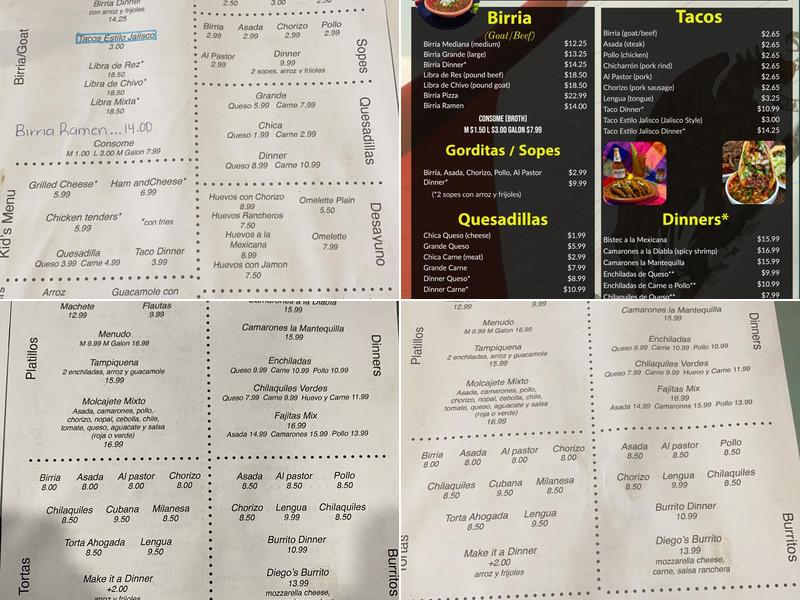 Birrieria Jalisco 2 Menu