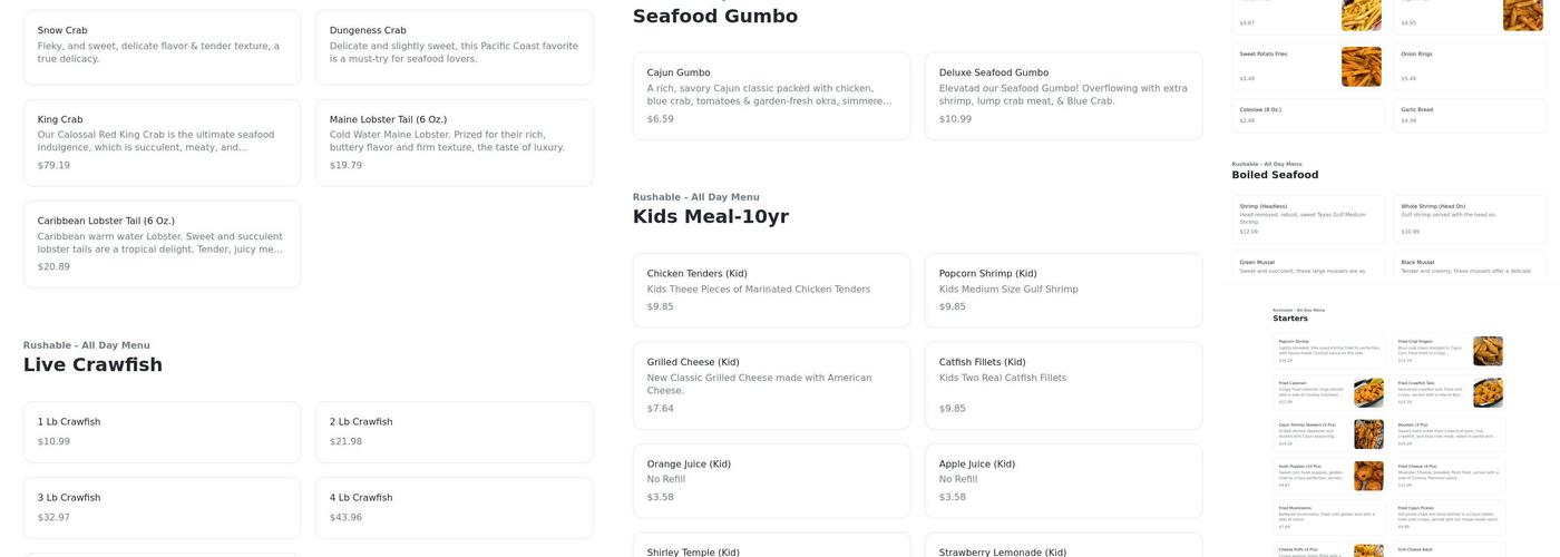 The Famous Crab Menu