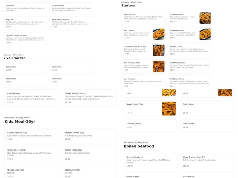 The Famous Crab Menu