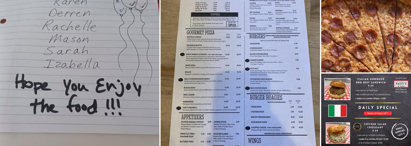 Patti's la Cucina Menu