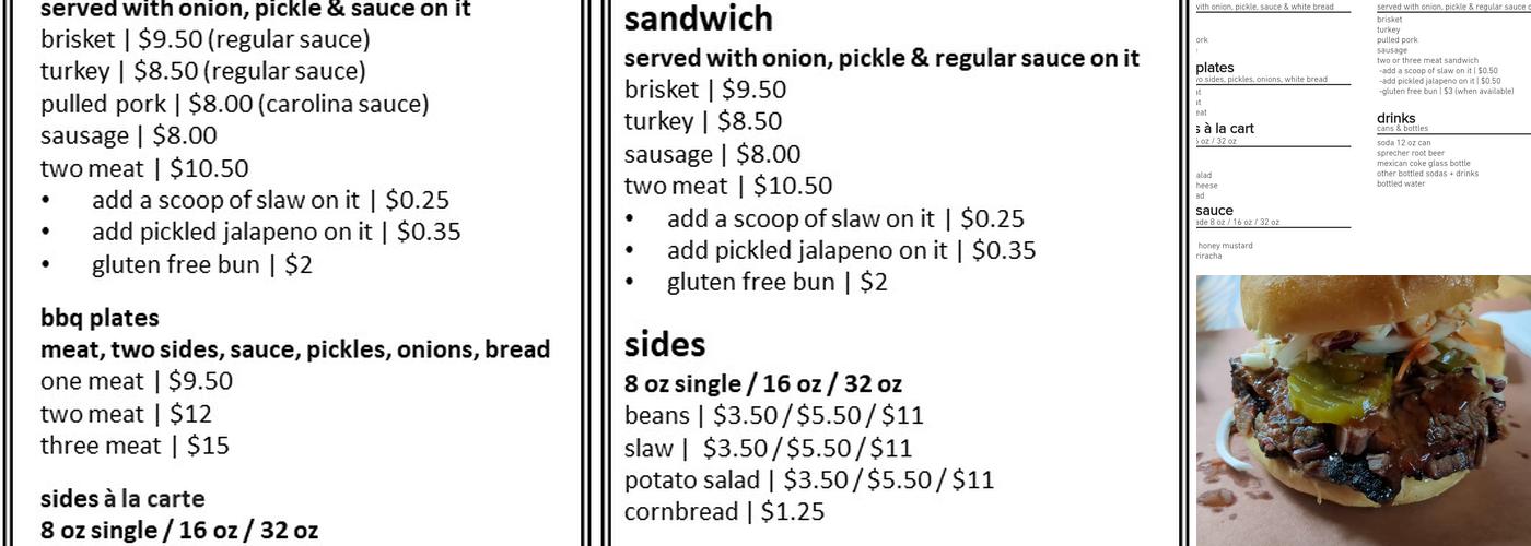 Lazy P BBQ Menu