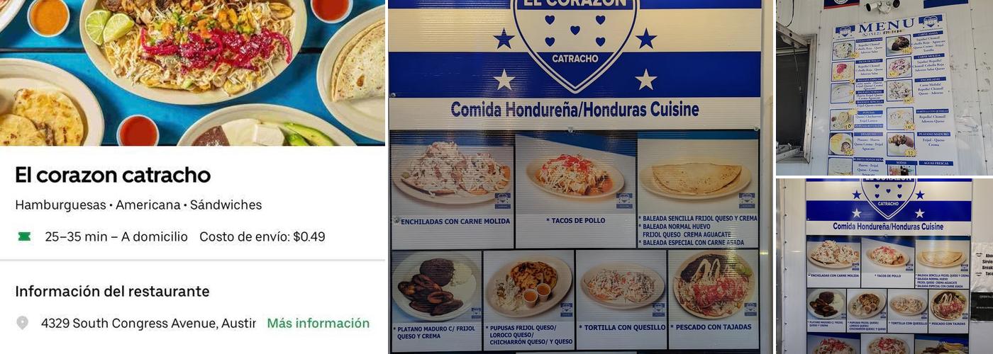 El corazon catracho Menu