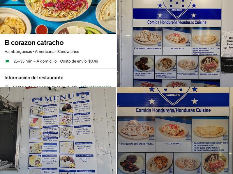 El corazon catracho Menu