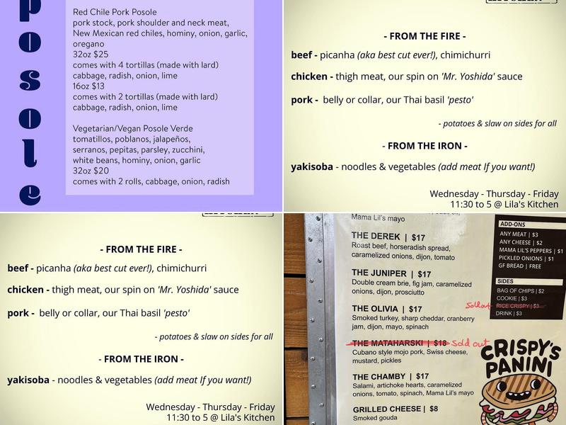 Lila's Kitchen Menu