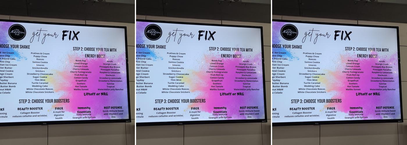 The Nutrition Fix Menu