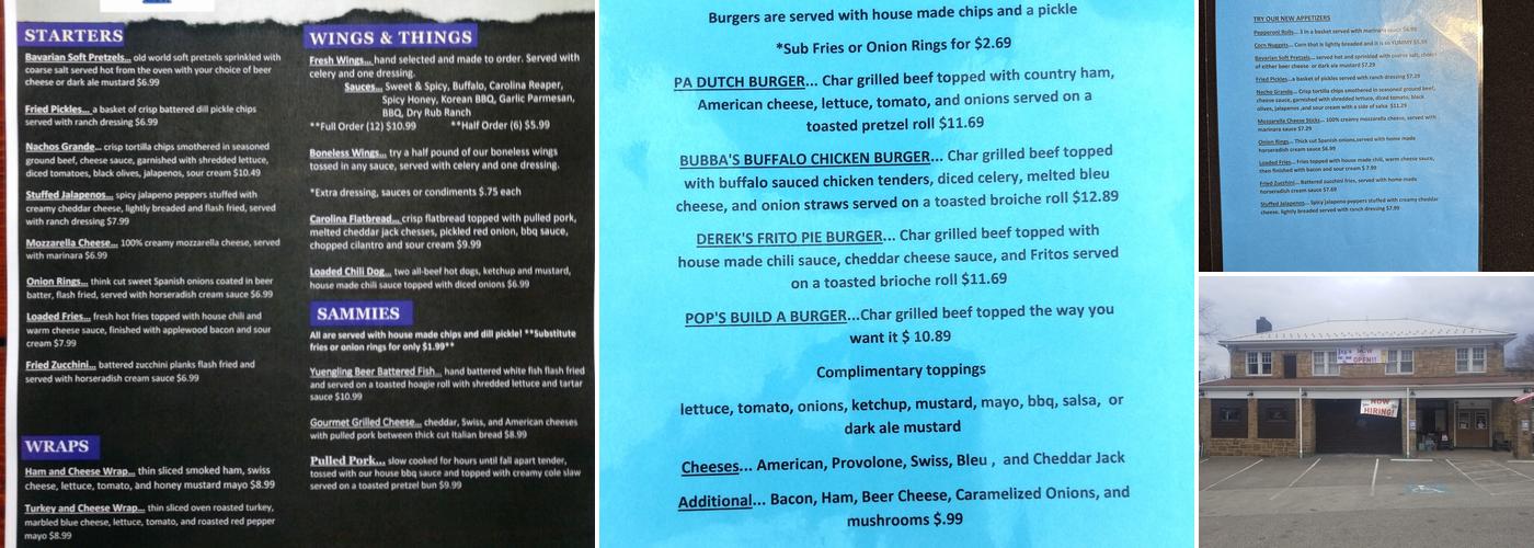 Pop's Pub & Grub Inn Menu