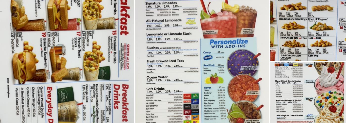Sonic Drive-In Menu