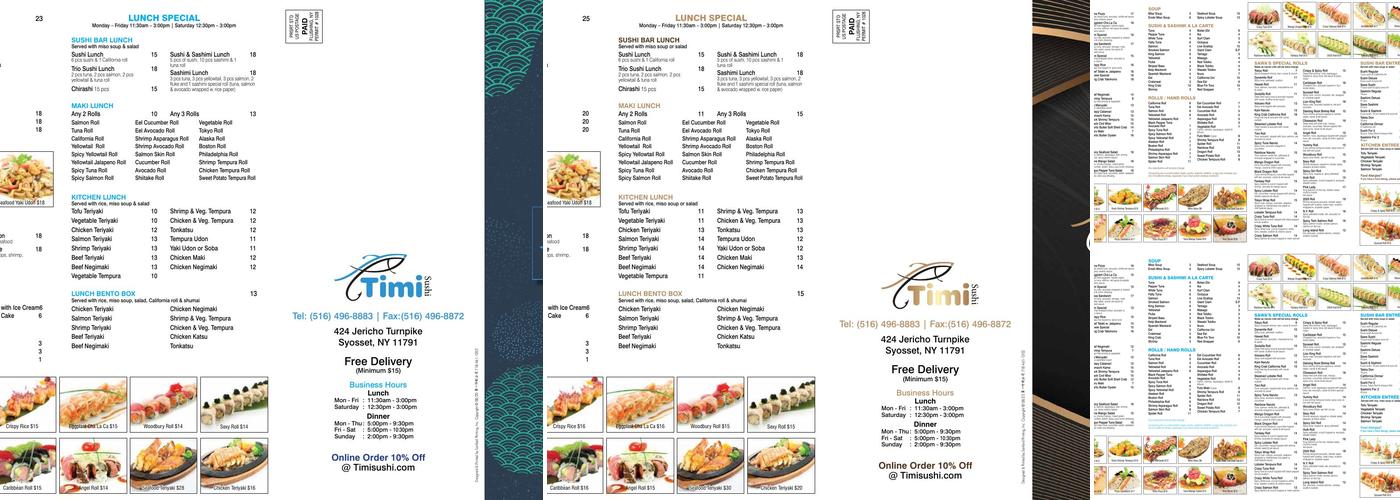 Timi Sushi Menu