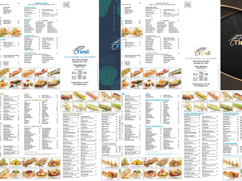 Timi Sushi Menu