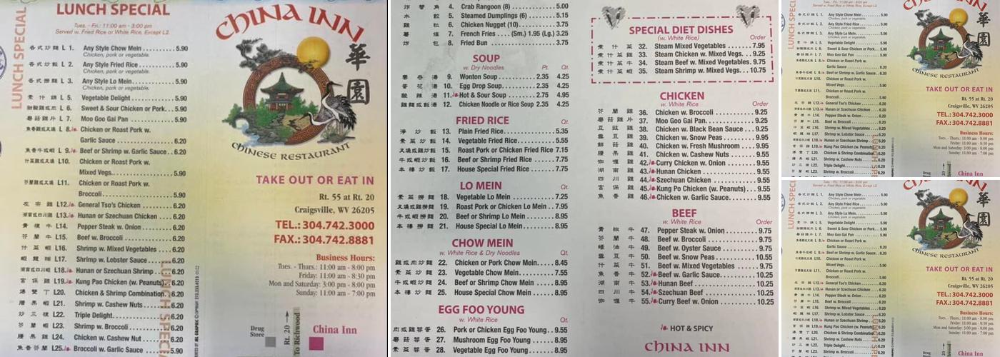 China inn Menu