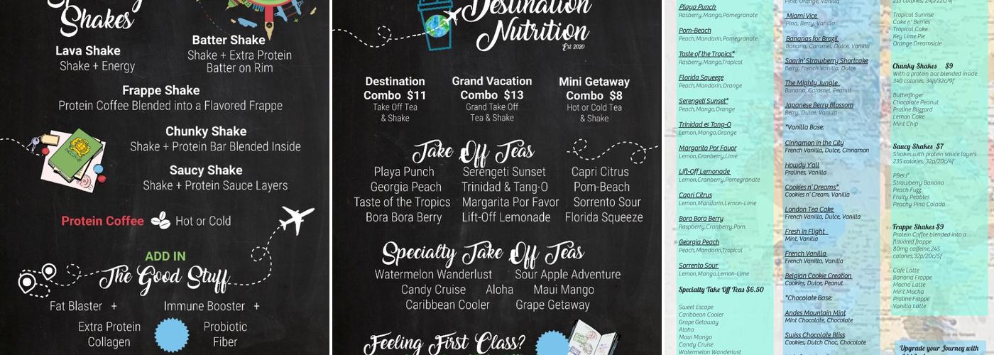 Destination Nutrition101 Menu