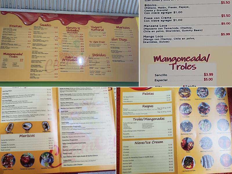 Chamoy’s Snack Bar Menu