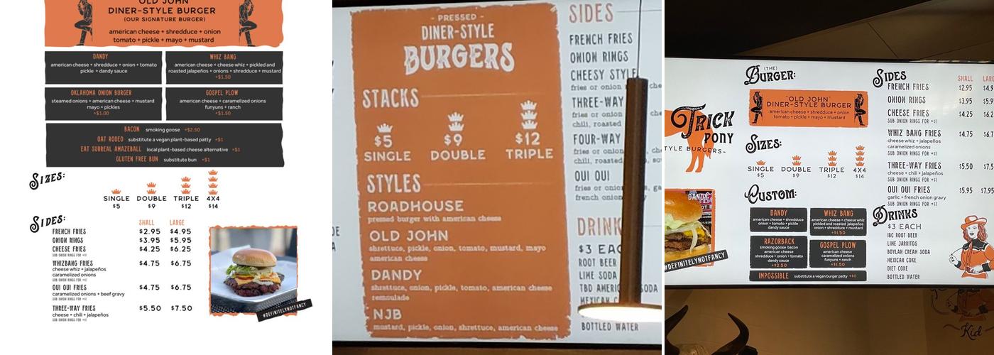 One Trick Pony Menu