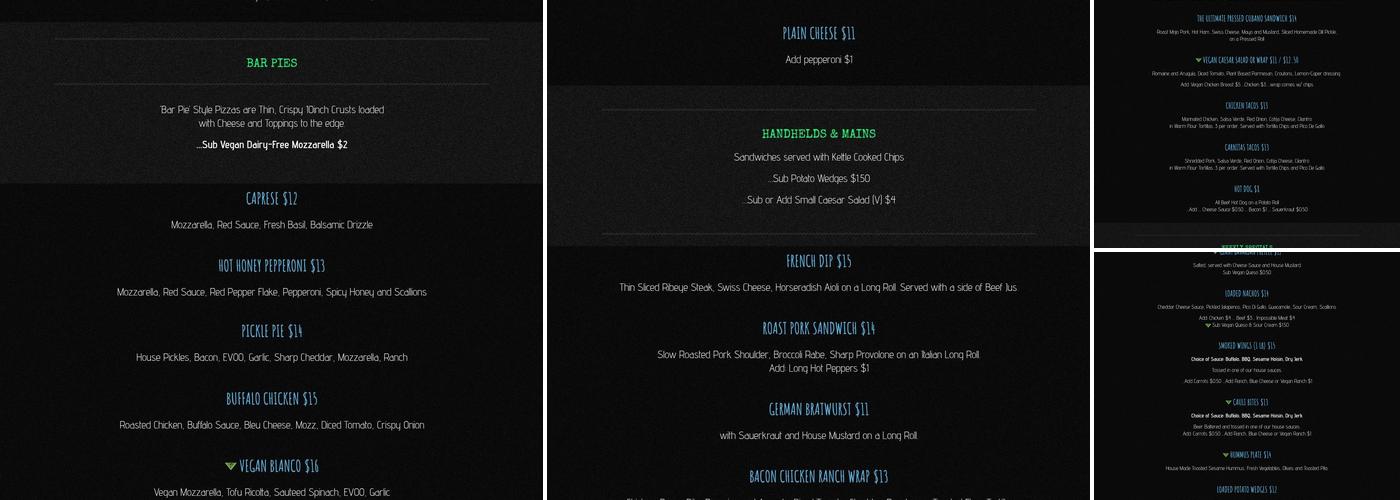 Root Down Biergarten Menu