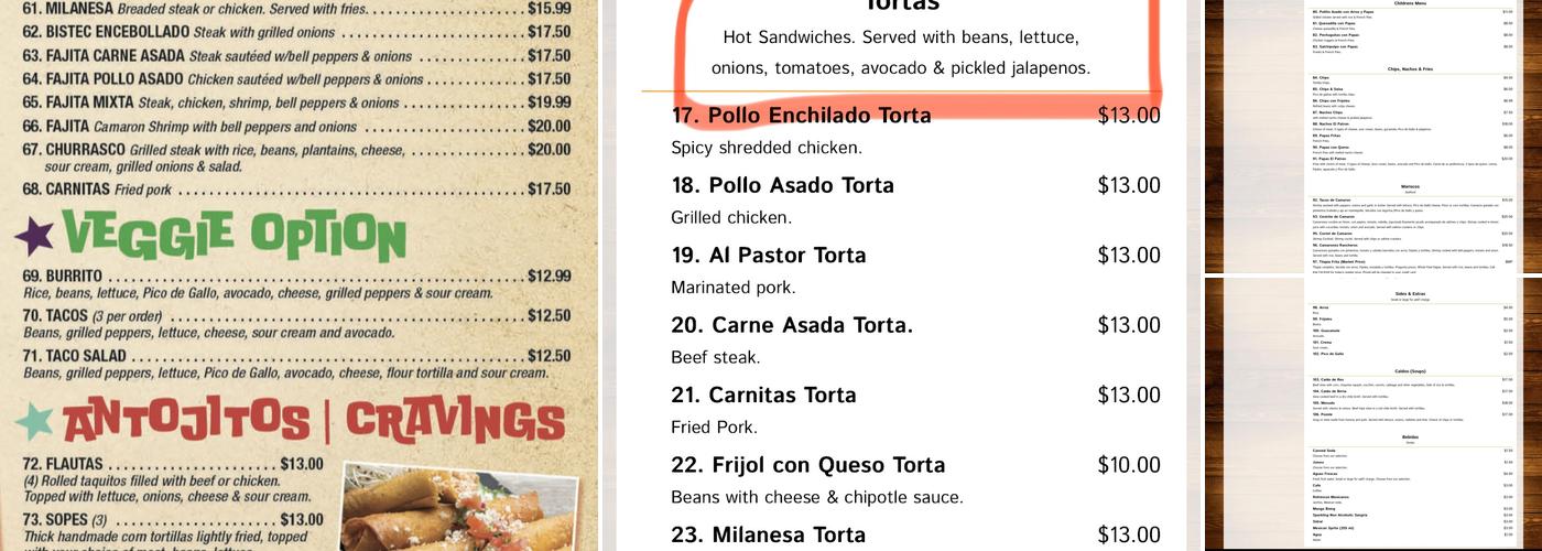 El Patron Menu