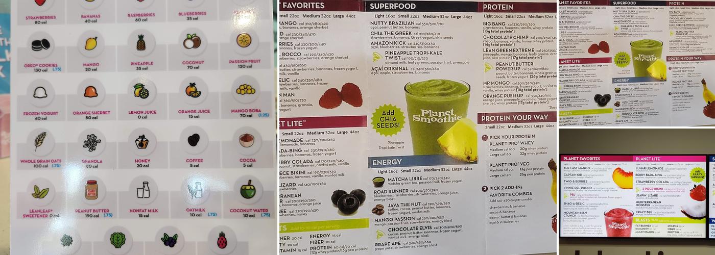Planet Smoothie Menu