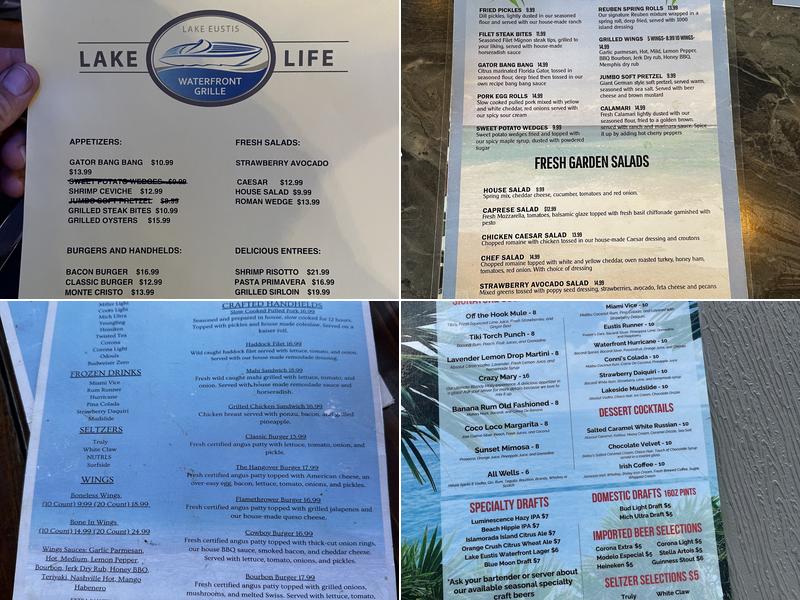 Lake Eustis Waterfront Grille Menu