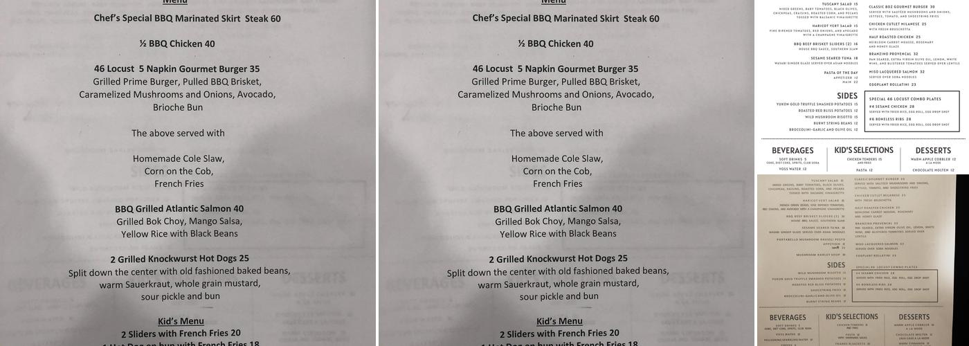 46 Locust Menu