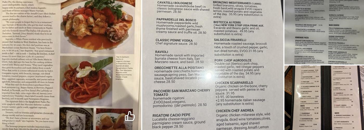 Osteria Padre Pio Menu