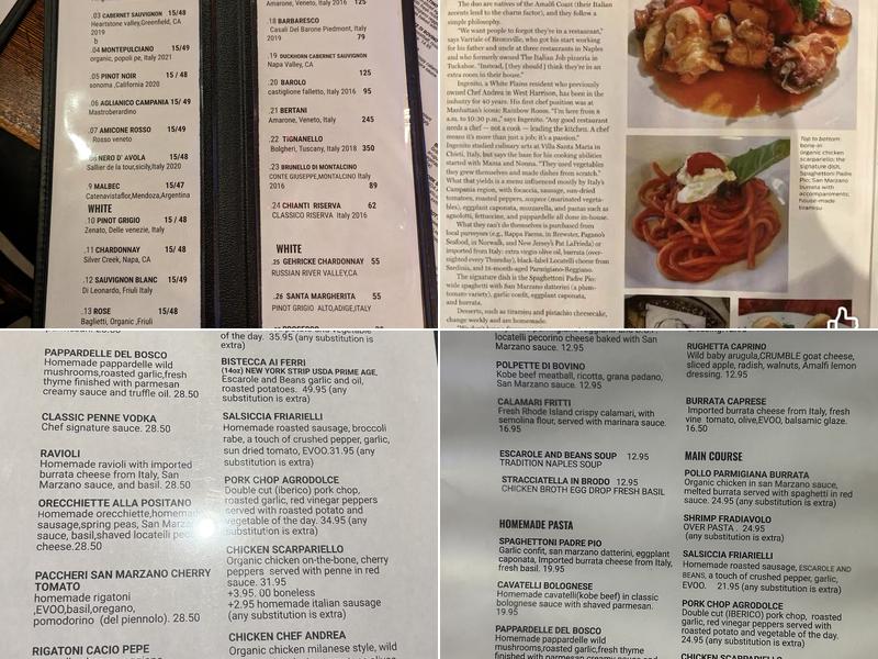 Osteria Padre Pio Menu