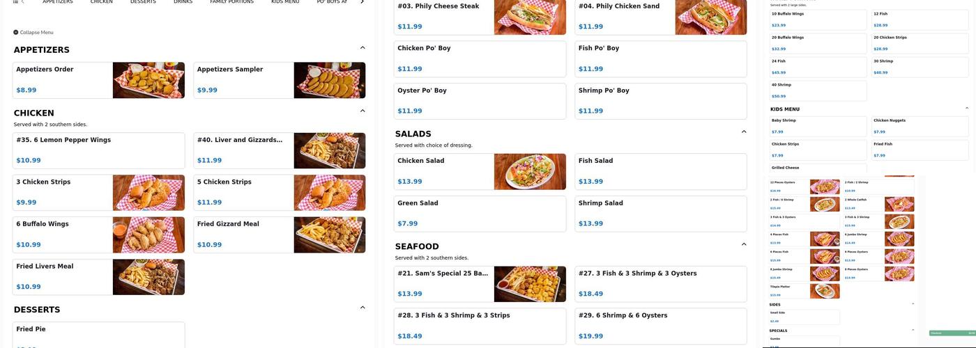 Sam's Southern Eatery (Nacogdoches) Menu