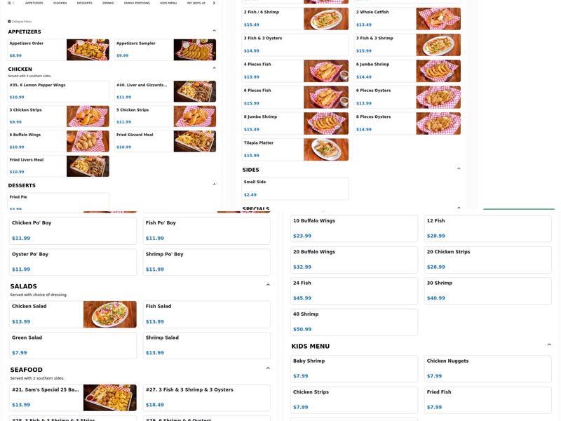 Sam's Southern Eatery (Nacogdoches) Menu