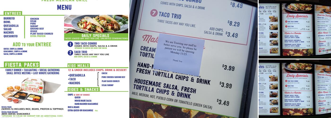 Salsarita's Fresh Mexican Grill Menu