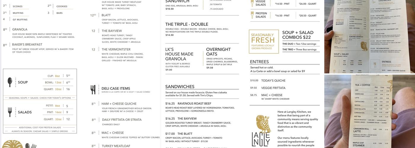 Langley Kitchen Menu