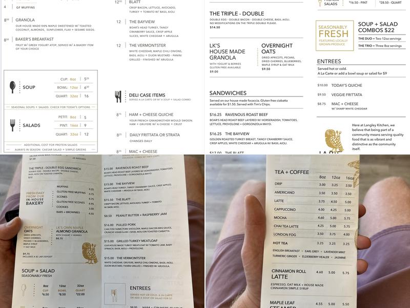 Langley Kitchen Menu
