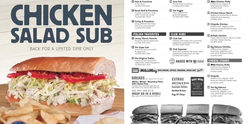 Jersey Mike’s Subs Menu