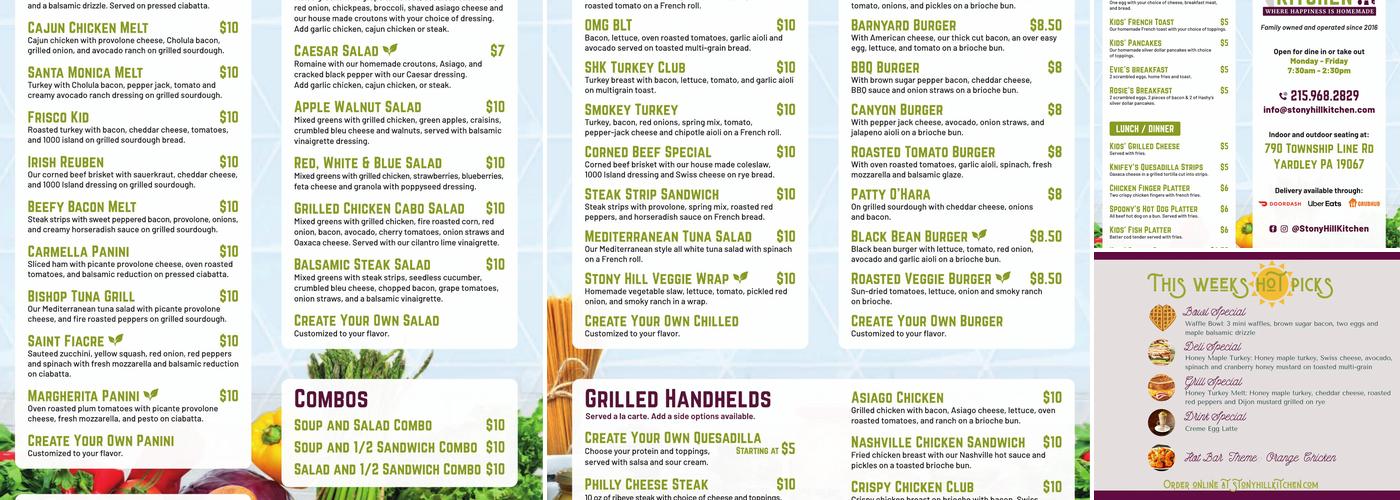 Stony Hill Kitchen Menu
