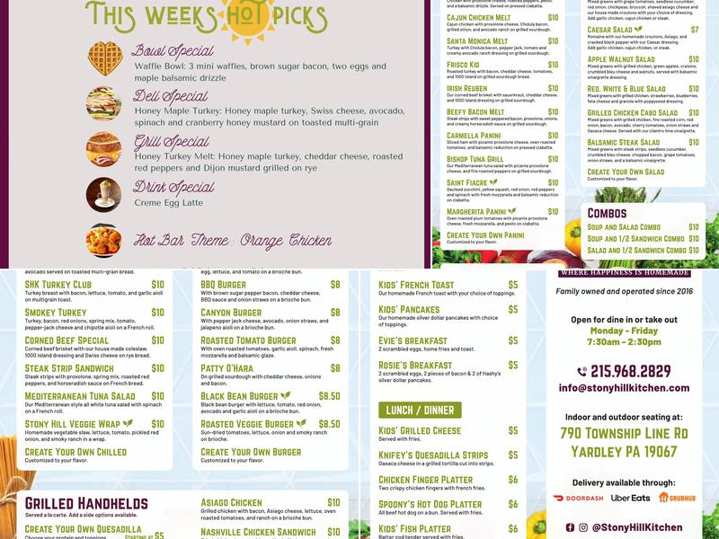 Stony Hill Kitchen Menu